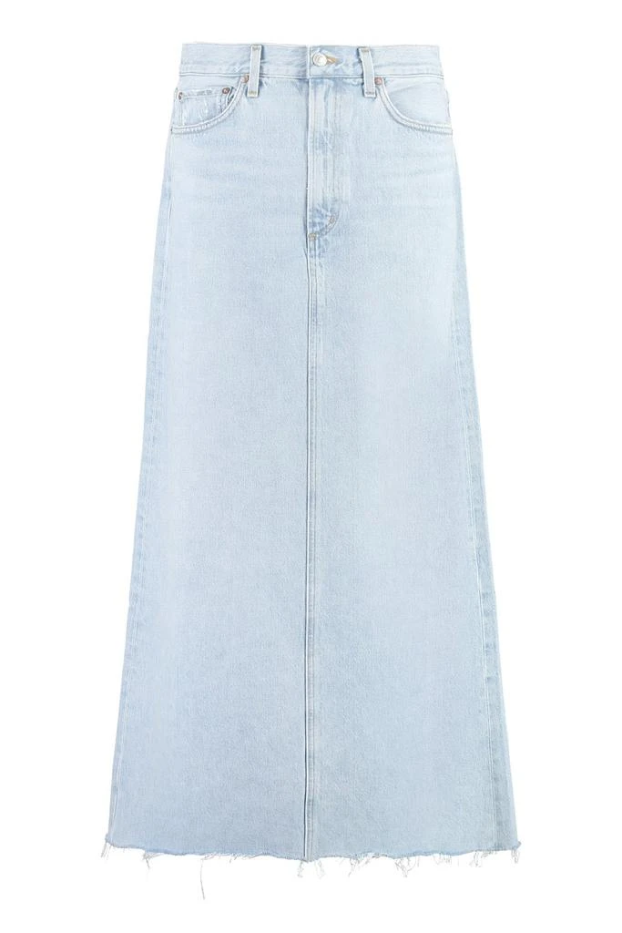 商品AGOLDE|AGOLDE Back Slit Frayed Edge Denim Midi Skirt,价格¥1591,第1张图片