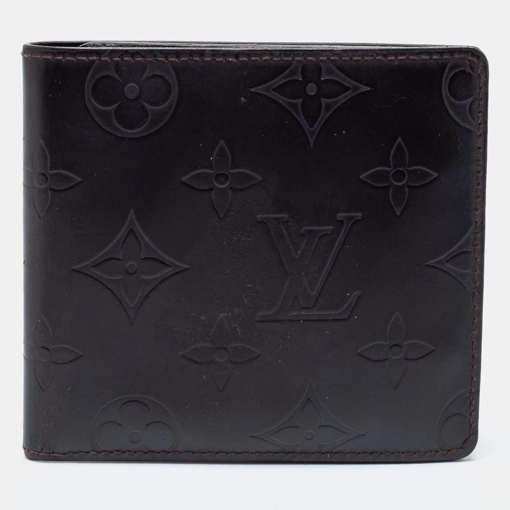 商品[二手商品] Louis Vuitton|Louis Vuitton Dark Brown Leather Monogram Embossed Bifold Wallet ,价格¥1246,第1张图片