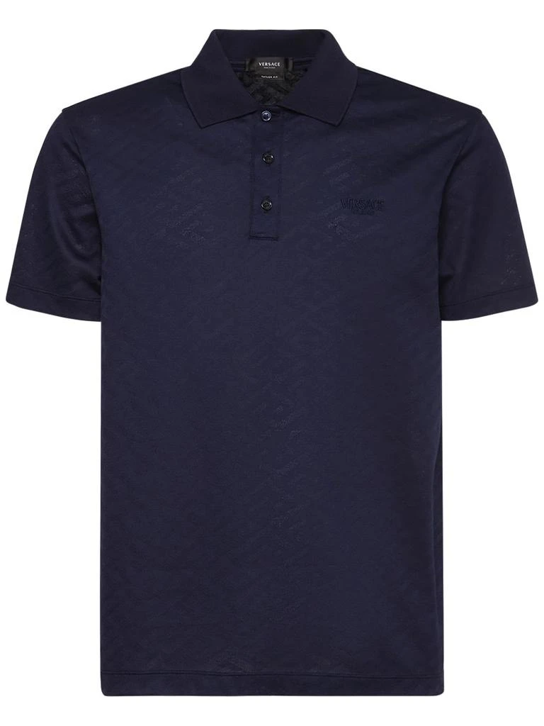 商品Versace|Greca Jacquard Cotton Piqué Polo,价格¥3789,第1张图片