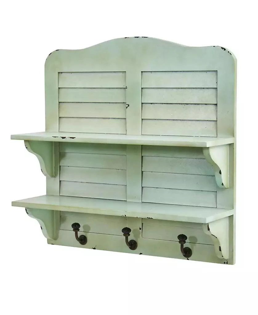 商品NEARLY NATURAL|20-In. Vintage Window Shutter Shelving with Hooks Wall Decor,价格¥1196,第2张图片详细描述