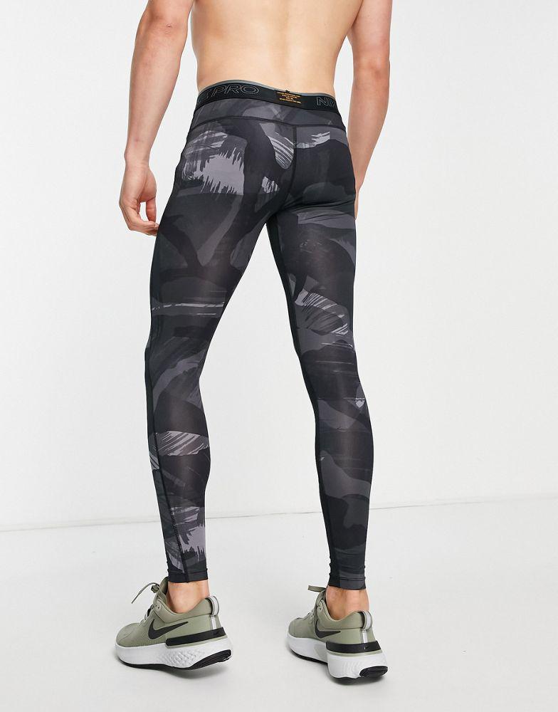 Nike Training glitch camo dri-fit leggings in black商品第2张图片规格展示