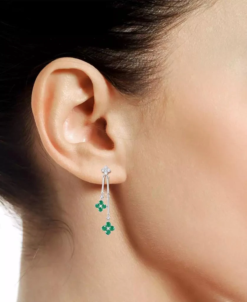 商品Macy's|Sapphire (1-1/10 ct. t.w.) & Diamond (1/5 ct. t.w.) Flower Drop Earrings in Sterling Silver (Also in Ruby & Emerald),价格¥1786,第2张图片详细描述