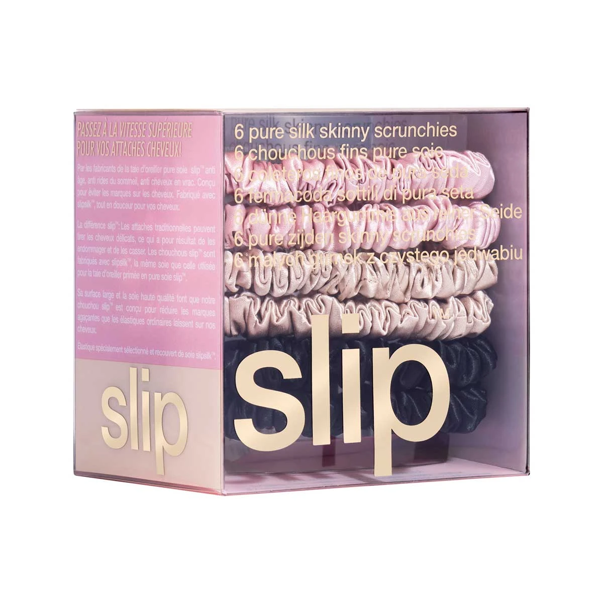 Slip Silk 舒适真丝束发发绳发圈 6个 Pink, Caramel & Black 商品