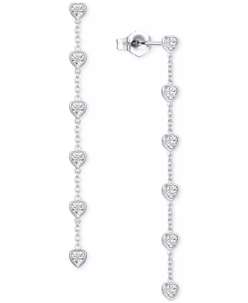 商品Macy's|3-Pc. Set Diamond Heart Station Collar Necklace, Bracelet & Linear Drop Earrings (1/5 ct. t.w.) in Sterling Silver,价格¥1317,第4张图片详细描述