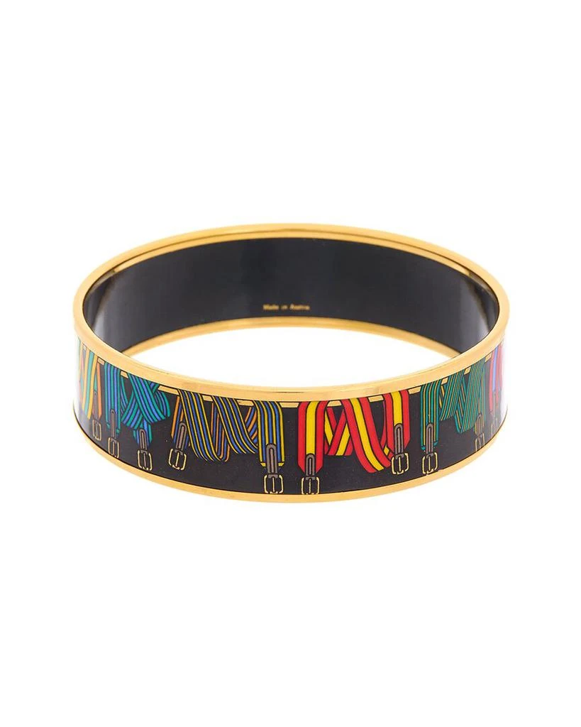 商品[二手商品] Hermes|Hermes Gold-Tone Sangles Wide Enamel Bangle (Authentic Pre-Owned),价格¥3952,第2张图片详细描述
