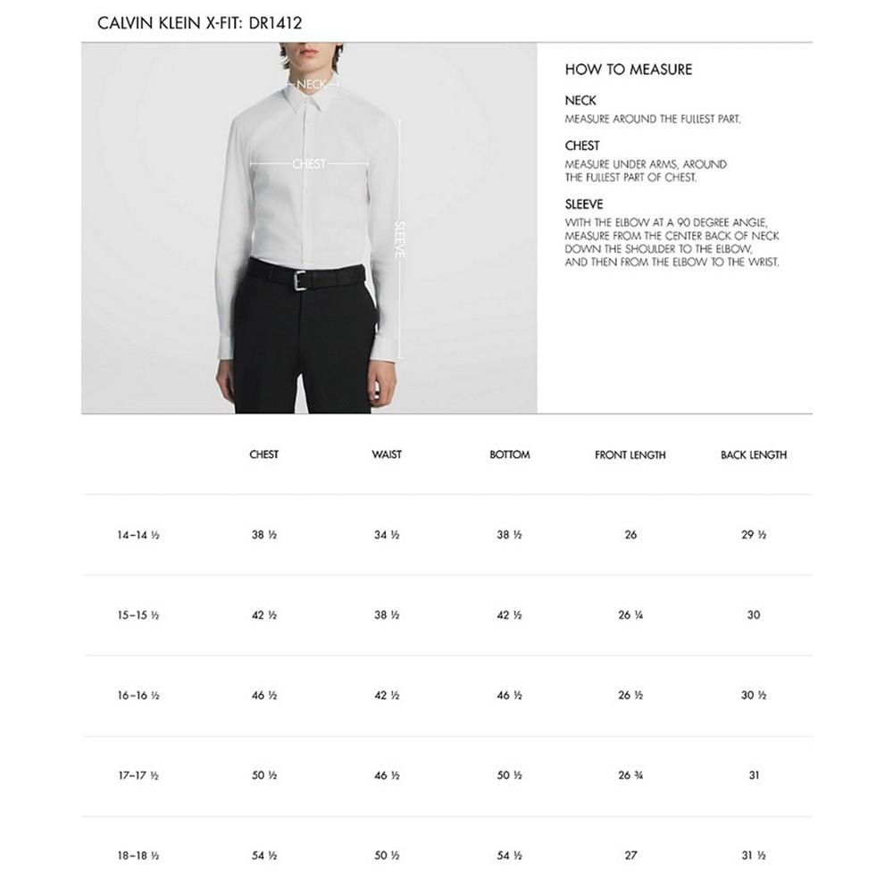 Calvin Klein Men's STEEL Extra-Slim Fit Non-Iron Performance Herringbone Dress Shirt商品第7张图片规格展示