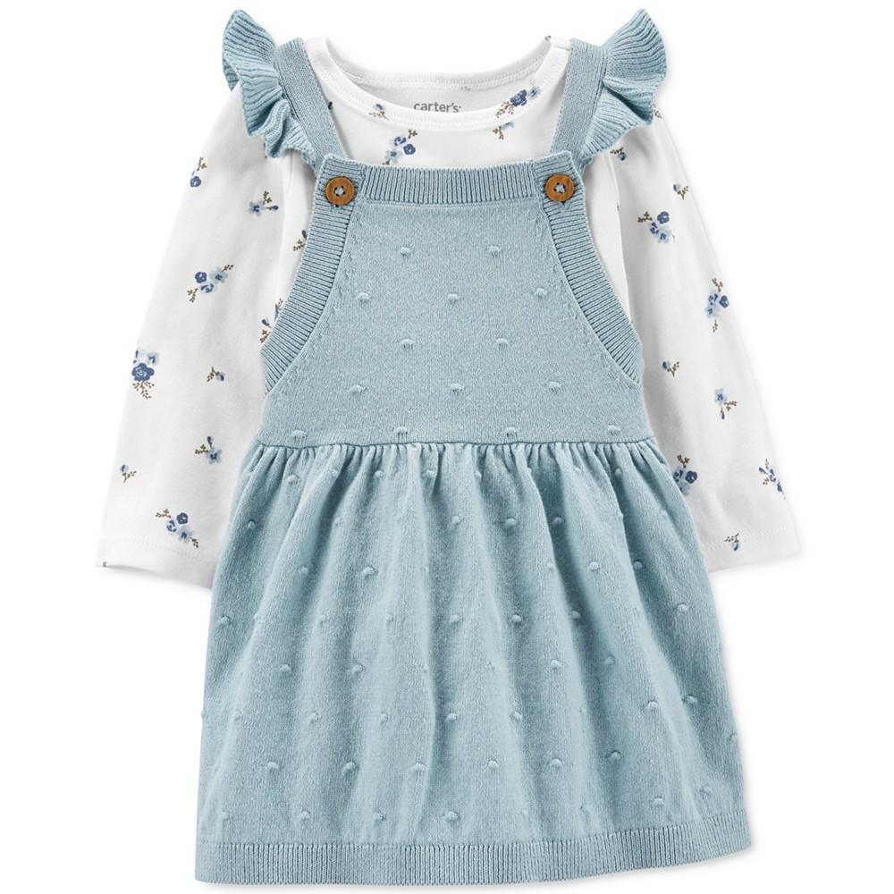 Baby Girls 2-Pc. Floral-Print Long-Sleeve T-Shirt & Skirtall Set商品第1张图片规格展示