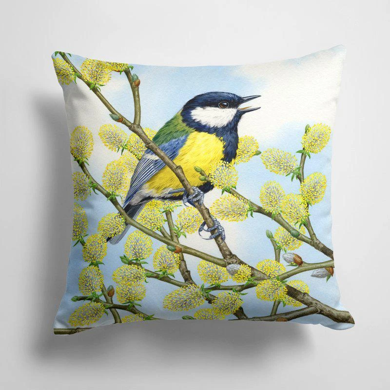 商品Caroline's Treasures|14 in x 14 in Outdoor Throw PillowEurasian Blue Tit by Sarah Adams Fabric Decorative Pillow 15 X 15 IN,价格¥269,第1张图片