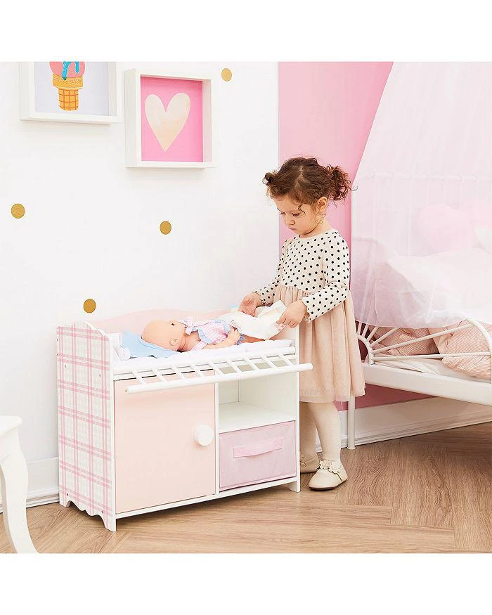 商品Teamson|Olivia's Little World by Kids Aurora Princess Pink Plaid Baby Doll Bed with Accessories Pink - Ages 3-7,价格¥742,第2张图片详细描述