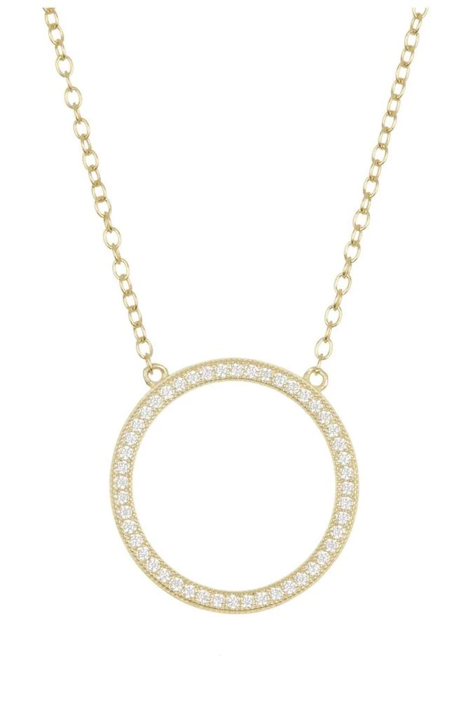 商品ADORNIA|14K Yellow Gold Plated Pavé Open Circle Pendant Necklace,价格¥183,第1张图片