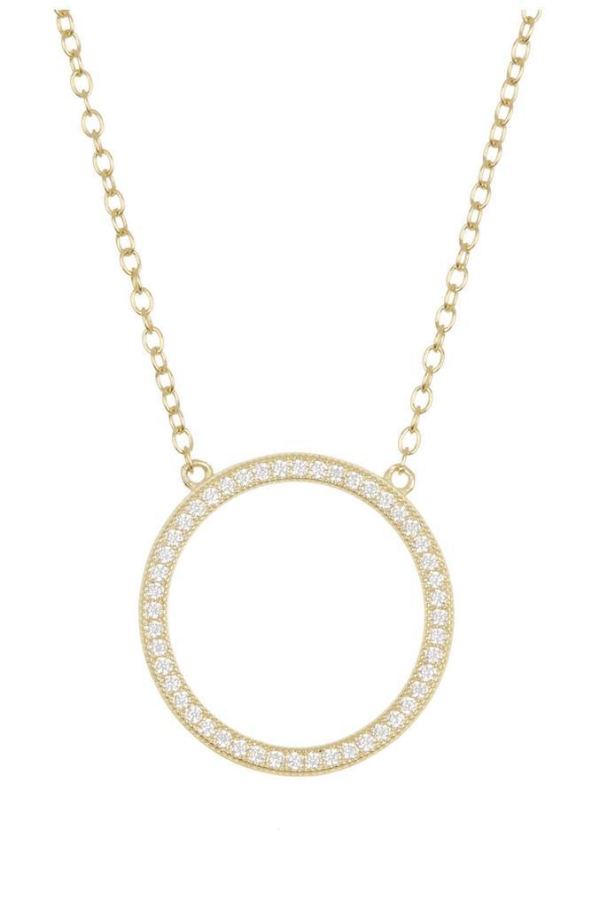 商品ADORNIA|14K Yellow Gold Plated Pavé Open Circle Pendant Necklace,价格¥172,第1张图片