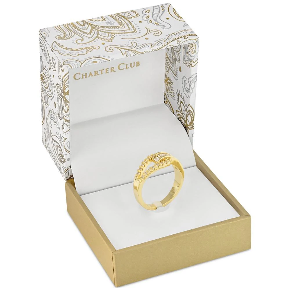 商品Charter Club|Gold-Tone Pavé & Baguette Crystal Ring, Created for Macy's,价格¥89,第3张图片详细描述
