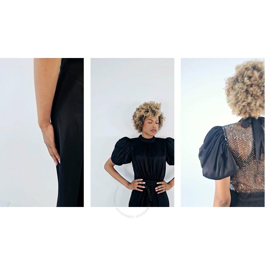 ROTATE Woman Dress Black 113616 100 Dress Flower Mesh Maxi Black