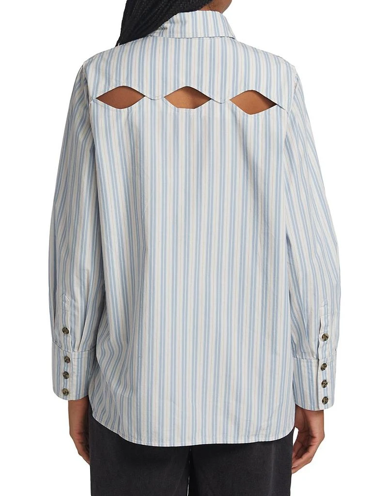 商品Ganni|Striped Cut-Out Shirt,价格¥712,第5张图片详细描述