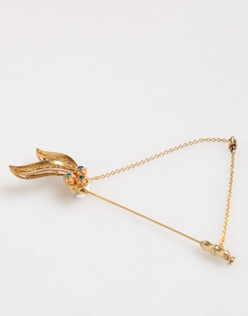 商品Dolce & Gabbana|Dolce & Gabbana Gold Tone 925 Sterling Silver Crystal Chain Pin Brooch,价格¥2748,第5张图片详细描述