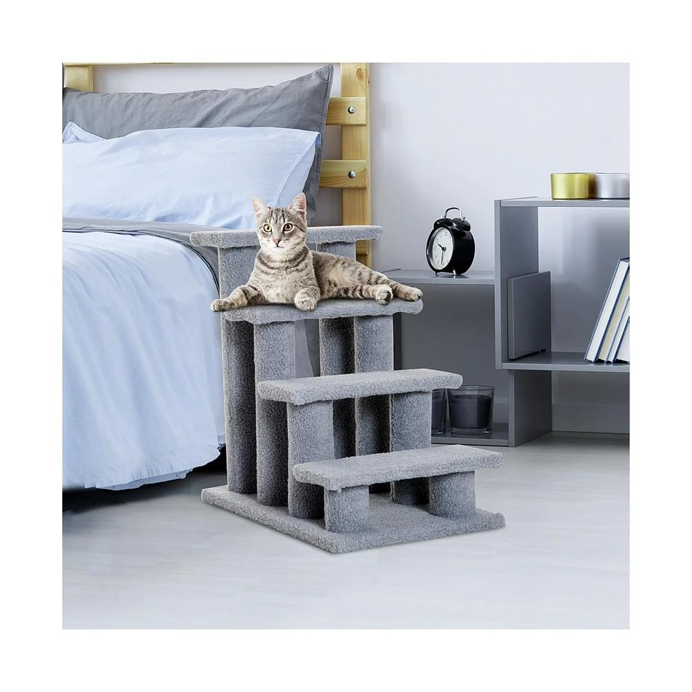 商品PawHut|24'' Cat Tree 4-Step Stairway Perch Scratcher Pet Steps Stairs Ramp,价格¥581,第3张图片详细描述