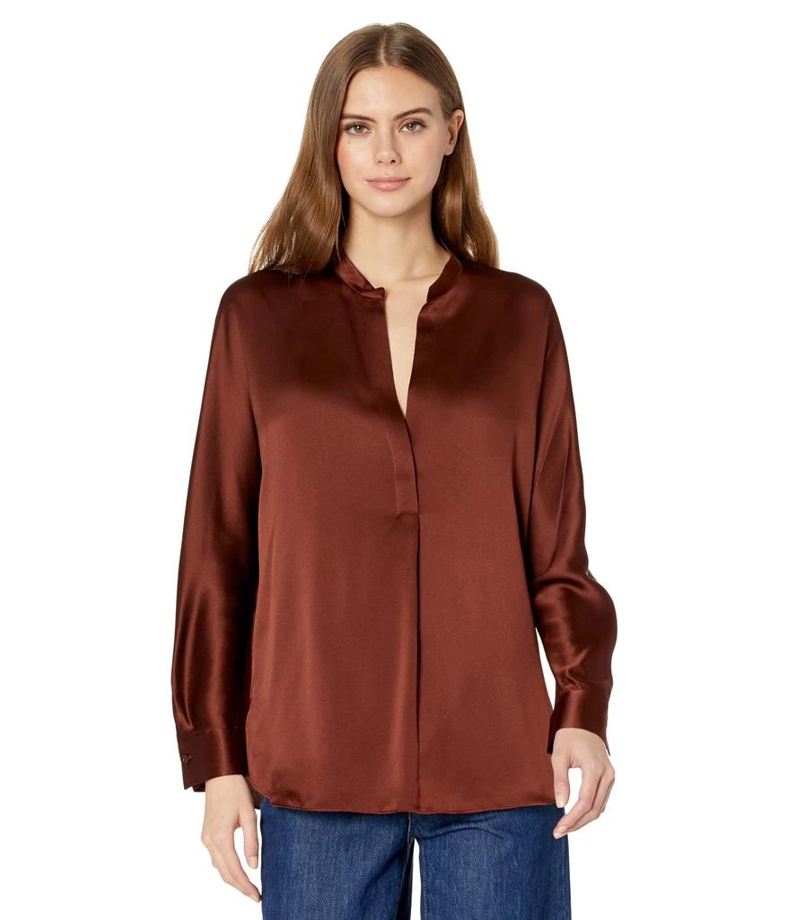 商品Vince|Band Collar 100% Silk Blouse,价格¥1201,第1张图片