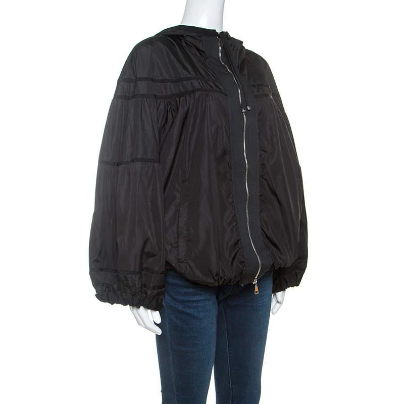 商品[二手商品] Moncler|Moncler Black Grosgrain Trim Balloon Sleeve Hooded Jacket L,价格¥1259,第2张图片详细描述