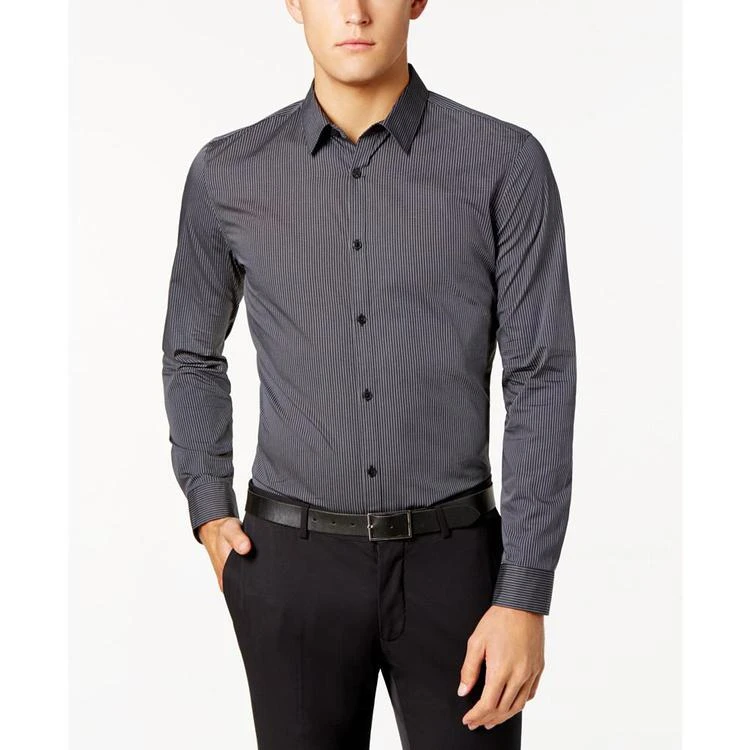 商品Calvin Klein|Calvin Klein Men's Infinite Cool Thin Stripe  长袖衬衫,价格¥265,第1张图片