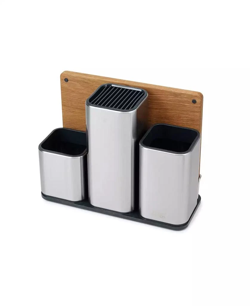 商品Joseph Joseph|CounterStore Stainless Steel Organizer with Oak Chopping Board,价格¥589,第3张图片详细描述