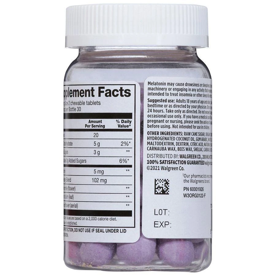 商品Walgreens|Melatonin Chewable Tablets Blackberry,价格¥86,第4张图片详细描述