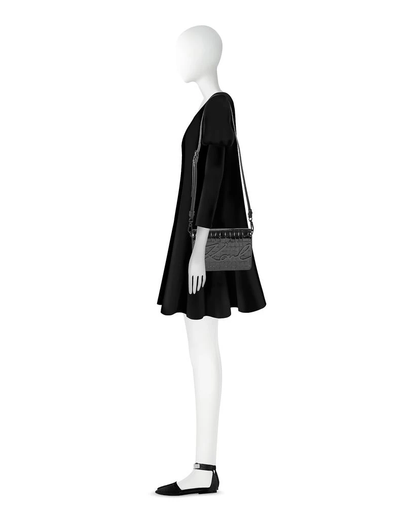 商品Karl Lagerfeld Paris|K/Signature黑色漆皮单肩包,价格¥1543,第3张图片详细描述