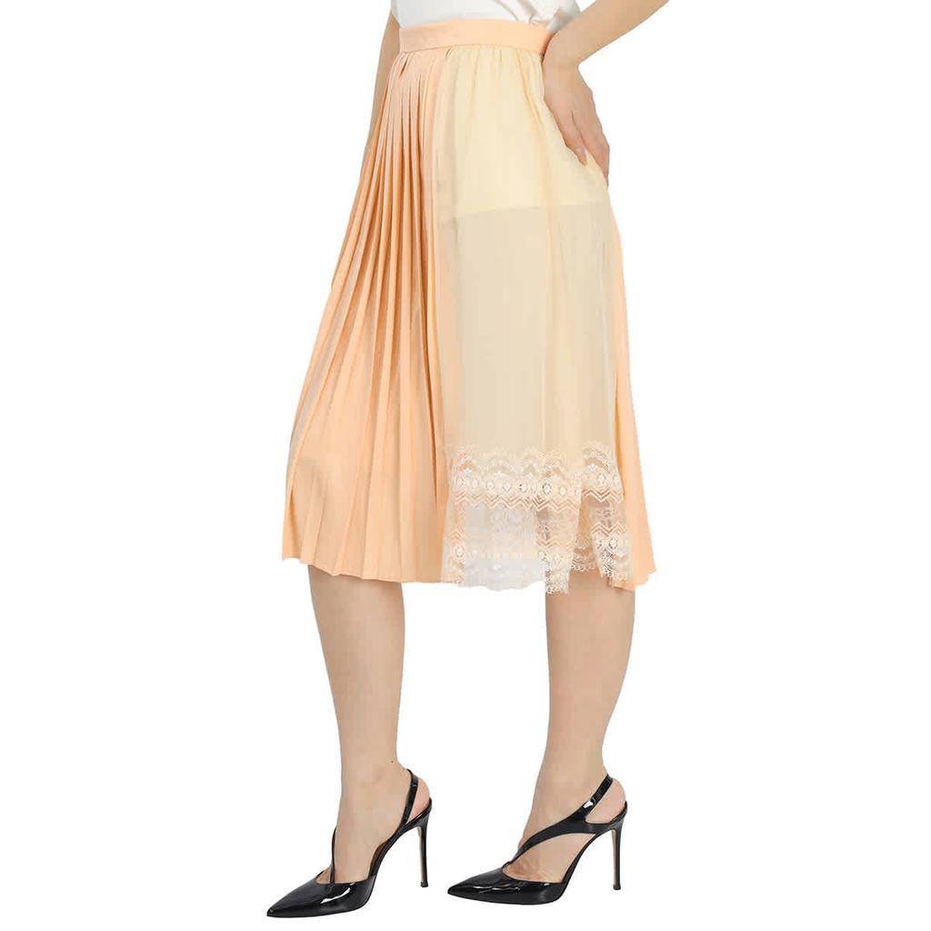 Ladies Lace Detail Silk Soft Peach Skirt商品第2张图片规格展示