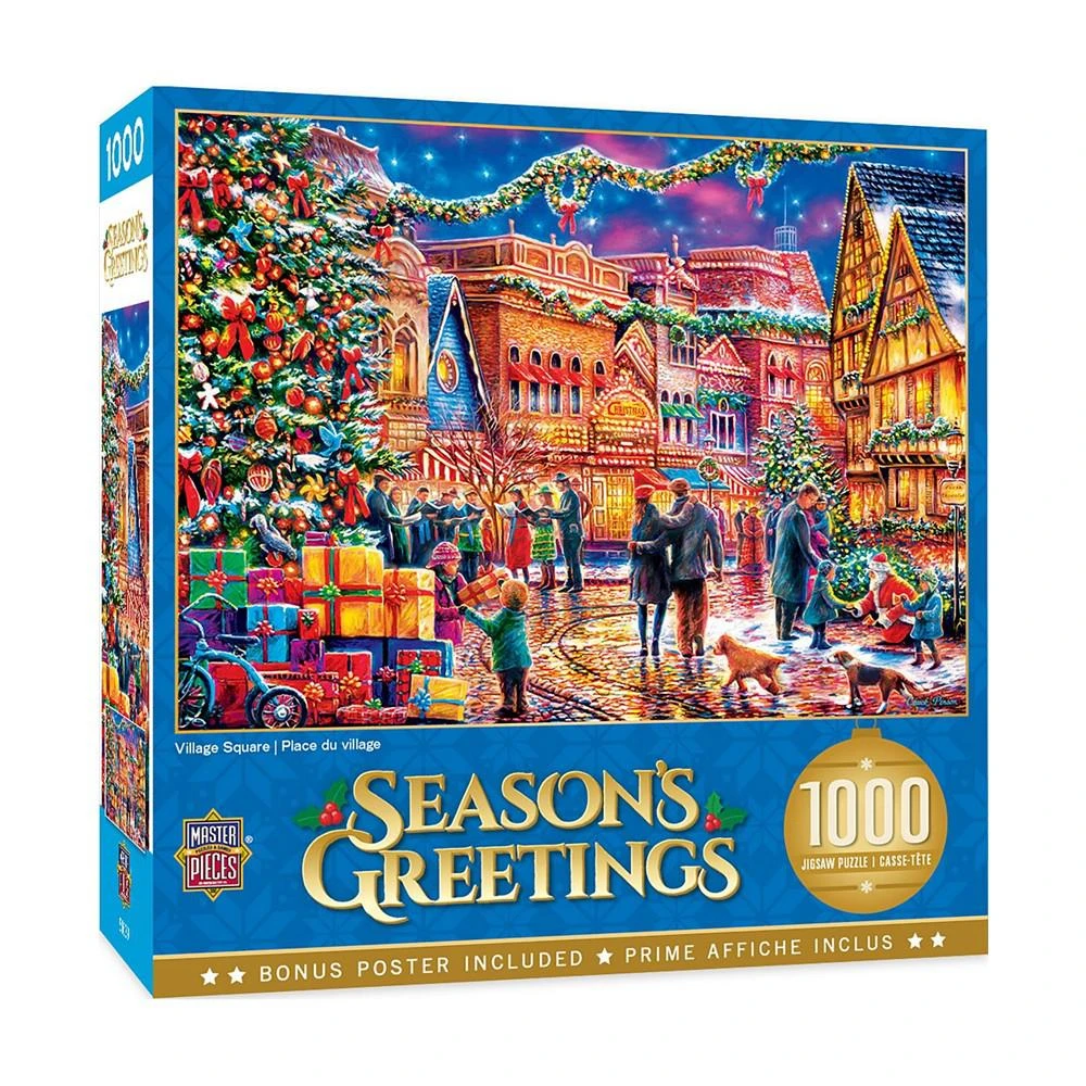 商品MasterPieces Puzzles|MasterPieces 1000 Piece Christmas Jigsaw Puzzle - Village Square,价格¥164,第1张图片