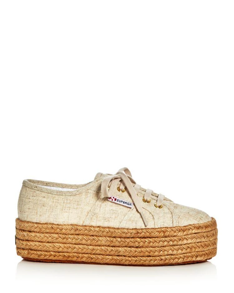 商品Superga|Cotropew Linen Lace Up Platform Espadrille Sneakers,价格¥457,第2张图片详细描述