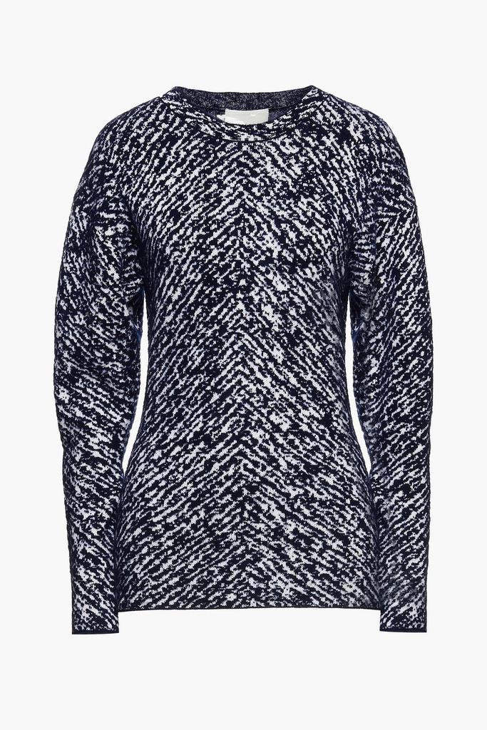 Herringbone jacquard-knit wool-blend sweater商品第1张图片规格展示