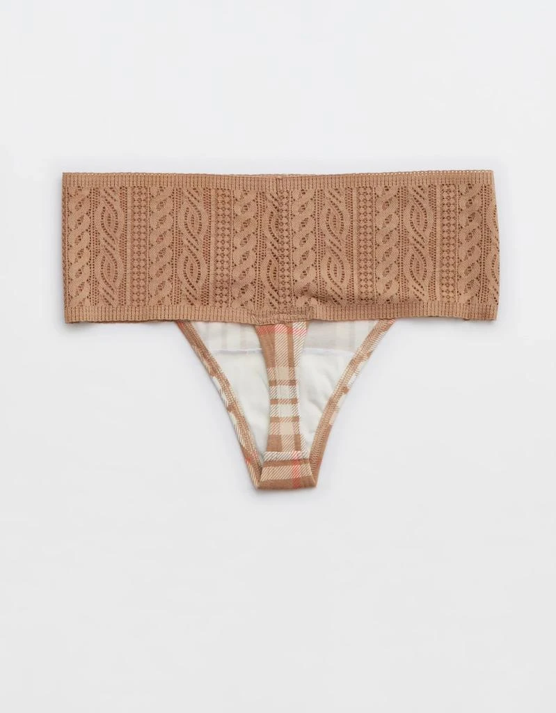 商品Aerie|Aerie Cotton Cable Lace Thong Underwear,价格¥45,第2张图片详细描述