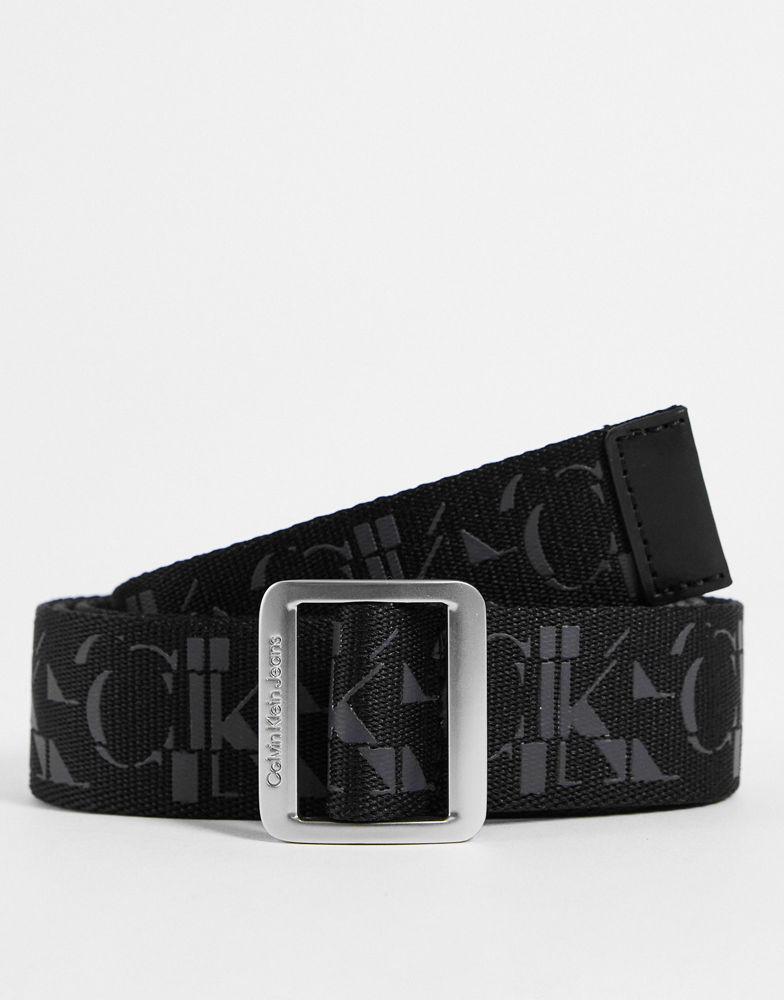 Calvin Klein Jeans polyester monogram print leather belt in black - BLACK商品第1张图片规格展示