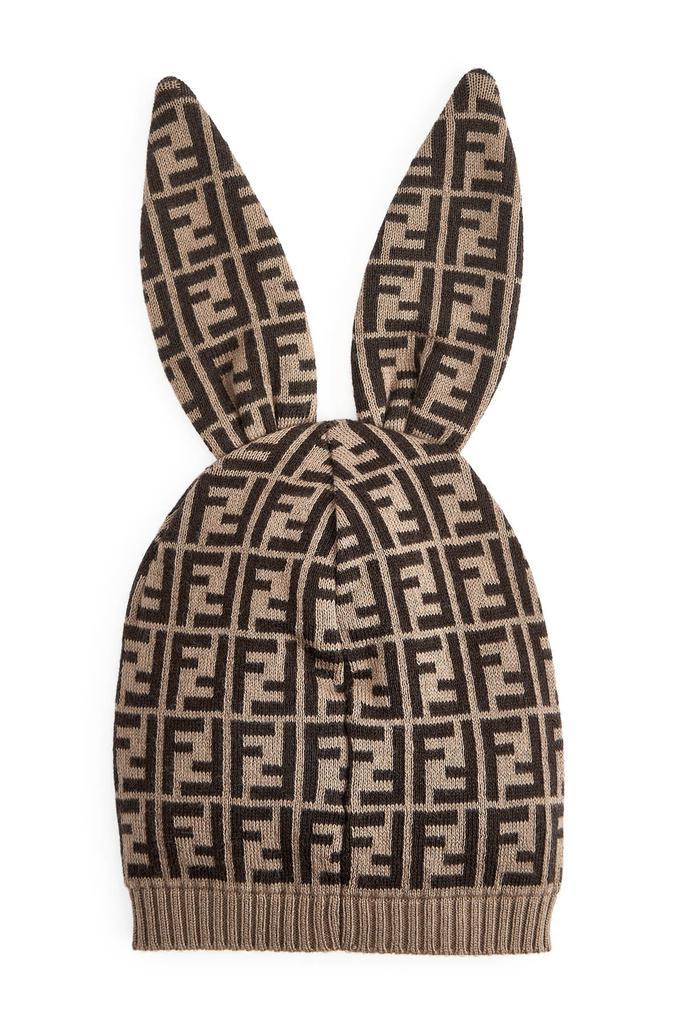 商品Fendi|Fendi  Tan Baby Brown Cotton And Cashmere Bunny Hat,价格¥965,第6张图片详细描述