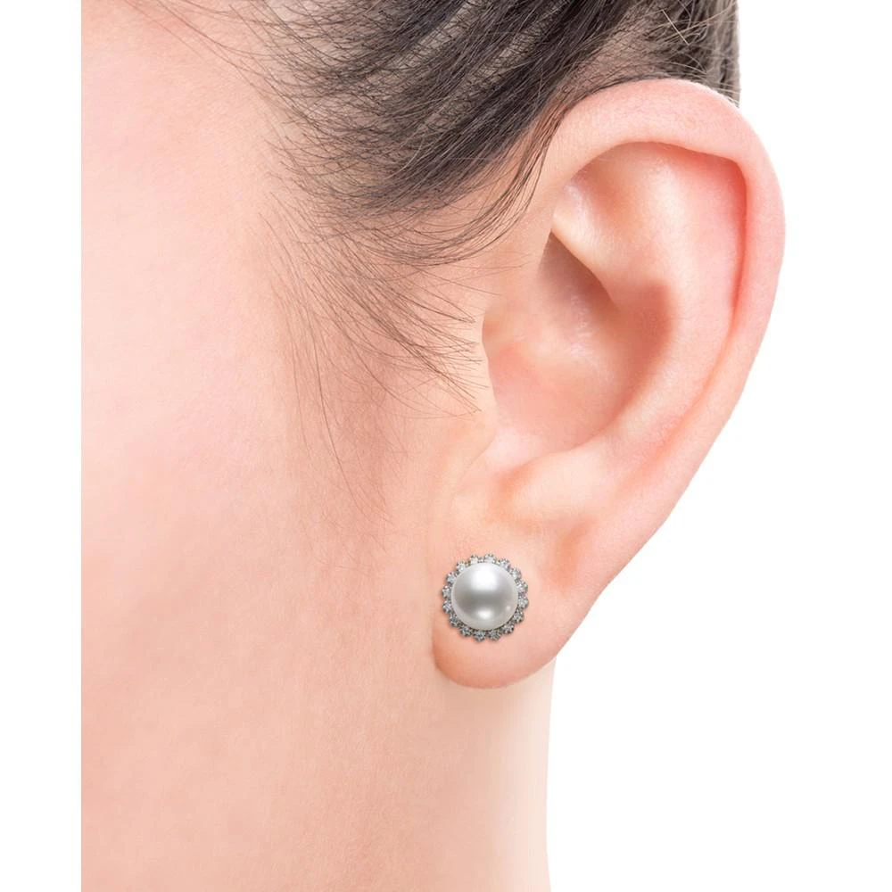 商品Belle de Mer|Cultured Freshwater Pearl (7mm) & Diamond (1/8 ct. t.w.) Halo Stud Earrings in 14k Gold, Created for Macy's,价格¥15160,第2张图片详细描述