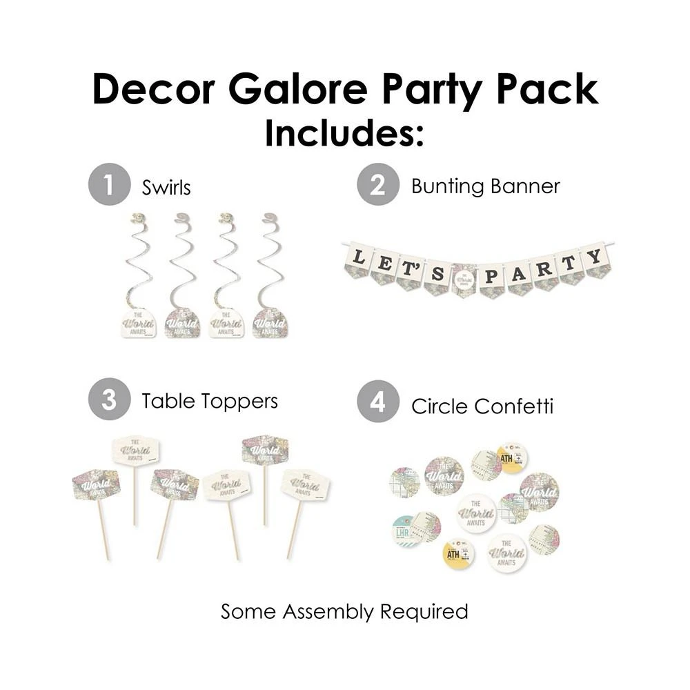 商品Big Dot of Happiness|World Awaits - Travel Themed Party Supplies Decoration Kit - Decor Galore Party Pack - 51 Pieces,价格¥246,第2张图片详细描述