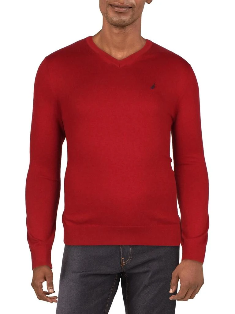 商品Nautica|Mens Logo Long Sleeves V-Neck Sweater,价格¥302,第4张图片详细描述