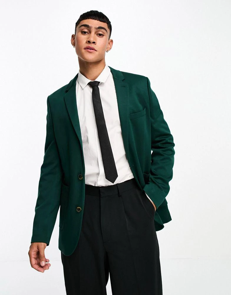 商品ASOS|ASOS DESIGN super skinny jersey blazer in forest green,价格¥272,第1张图片