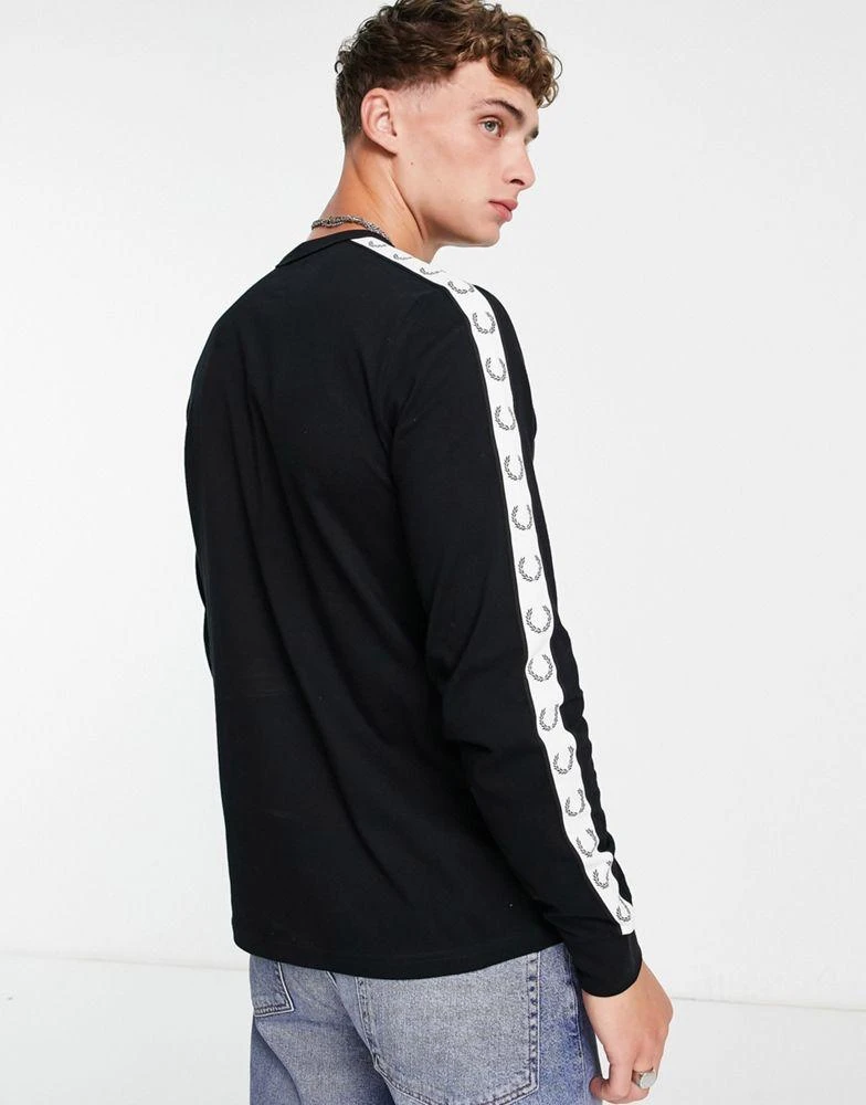 商品Fred Perry|Fred Perry taped  long sleeve top in black,价格¥411,第2张图片详细描述