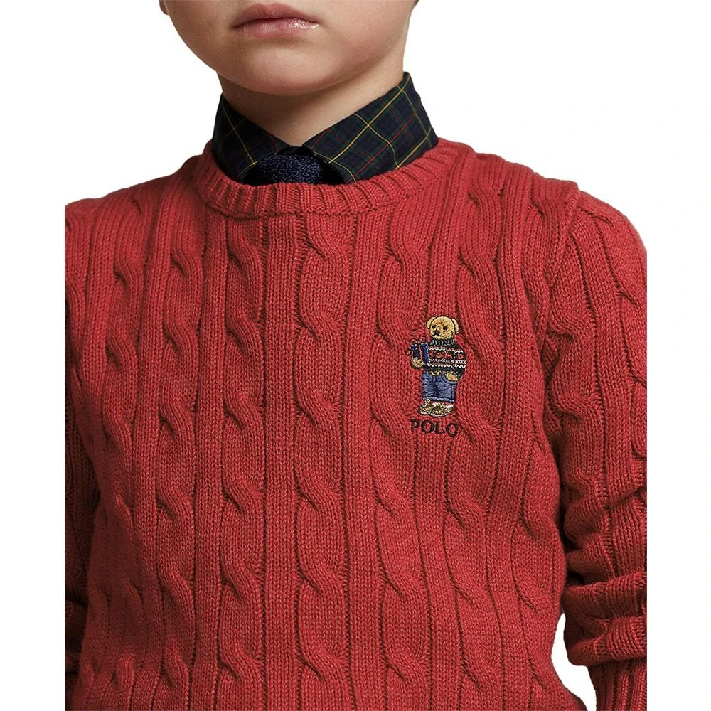 商品Ralph Lauren|Toddler and Little Boys Polo Bear Cable-Knit Sweater,价格¥211,第3张图片详细描述