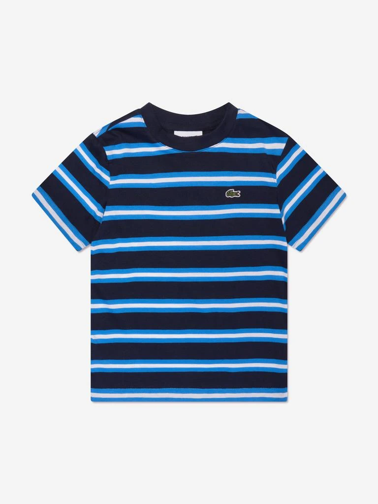 商品Lacoste|Boys Striped Logo T-Shirt in Navy,价格¥177,第1张图片