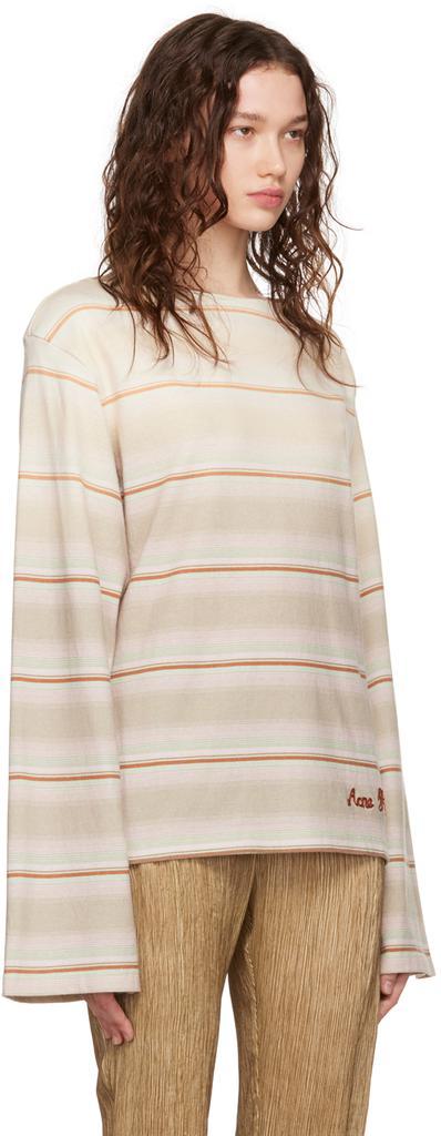 商品Acne Studios|Beige Striped Long Sleeve T-Shirt,价格¥2428,第4张图片详细描述
