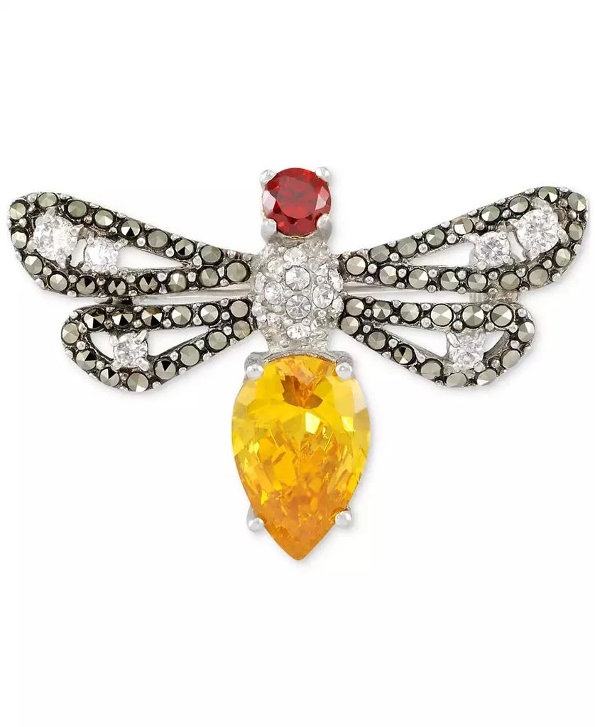 商品Macy's|Marcasite (3/8 ct. t.w.) & Cubic Zirconia Dragonfly Pin in Sterling Silver,价格¥421,第1张图片