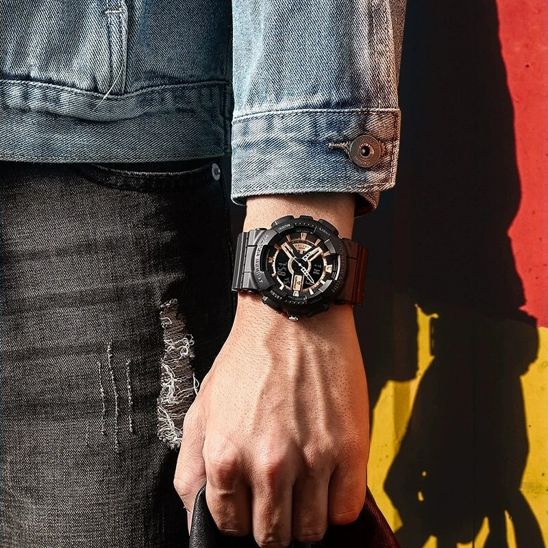 马克华菲品牌商务时尚双机芯黑武士手表男运动潮流电子手表 商品