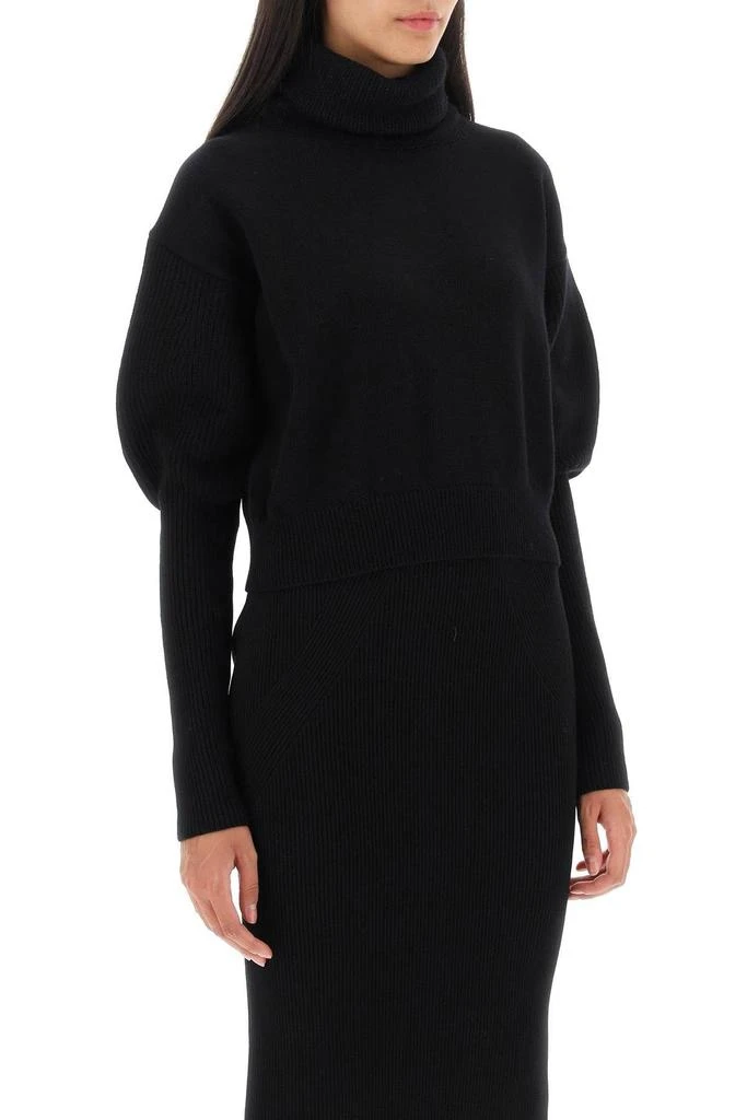 商品Alexander McQueen|Cropped funnel-neck sweater in wool and cashmere,价格¥6226,第3张图片详细描述