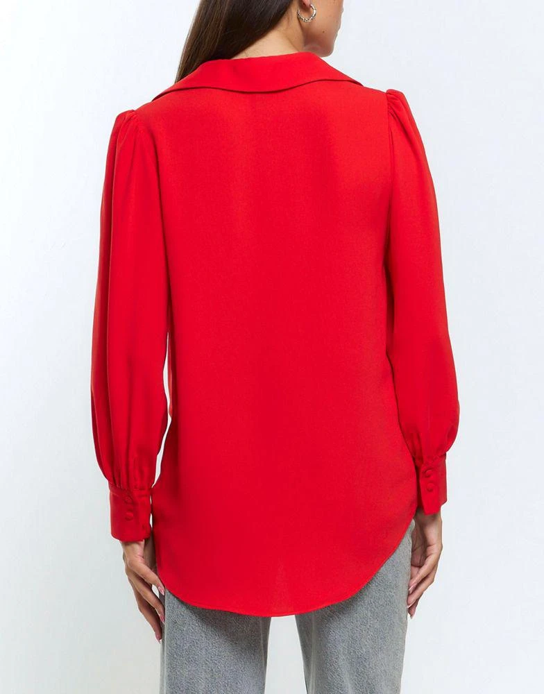 商品River Island|River Island Long sleeve wrap blouse in red - bright,价格¥340,第2张图片详细描述