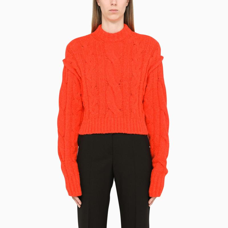 Cropped orange cable knit sweater商品第1张图片规格展示