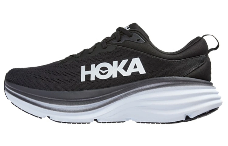 商品[国内直发] Hoka One One|Bondi 8 缓震长距离公路 织物 低帮跑步鞋 男款 黑白,价格¥1091,第1张图片