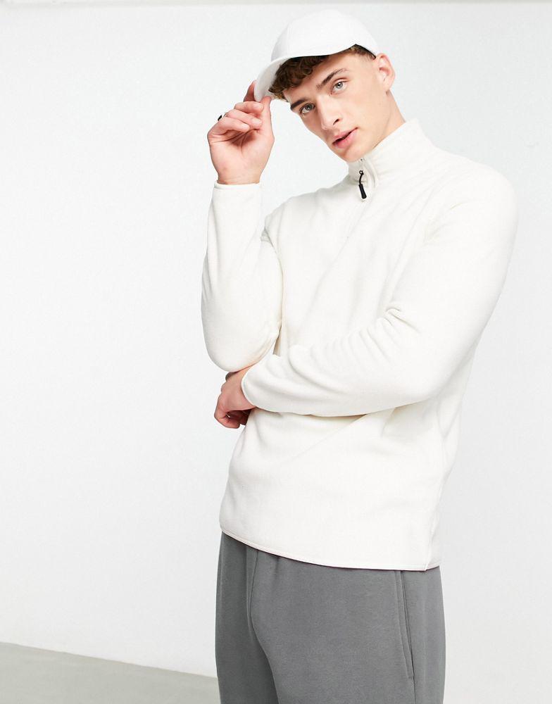 商品ASOS|ASOS DESIGN half zip sweatshirt in grey polar fleece,价格¥203,第1张图片