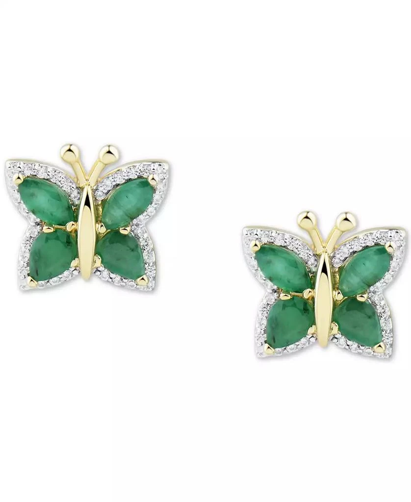 商品Macy's|Sapphire (1-1/2 ct. t.w.) & Diamond (1/6 ct. t.w.) Butterfly Stud Earrings in 14k Gold (Also in Emerald & Ruby),价格¥3141,第1张图片