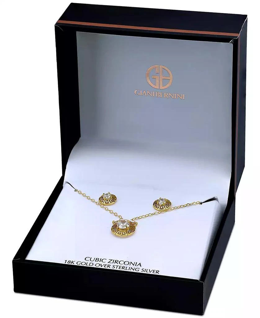 商品Giani Bernini|2-Pc. Set Cubic Zirconia Greek Key Pendant Necklace & Matching Stud Earrings in 18k Gold-Plated Sterling Silver, Created for Macy's,价格¥764,第4张图片详细描述